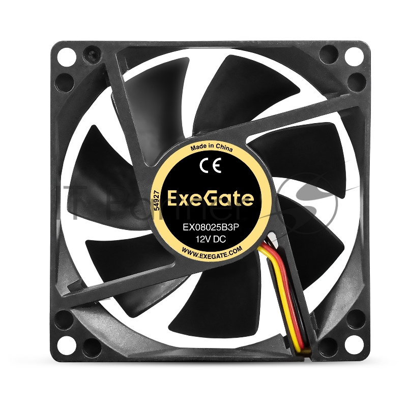 Вентилятор 12В DC ExeGate EX08025B3P (80x80x25 мм, 2-Ball (двойной шарикоподшипник), 3pin, 2000RPM, 19dBA)