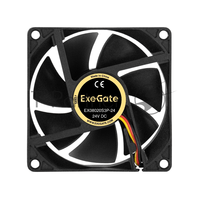 Вентилятор 24В DC ExeGate EX08020S3P-24 (80x80x20 мм, Sleeve bearing (подшипник скольжения), 3pin, 3900RMP, 41,2dBA)