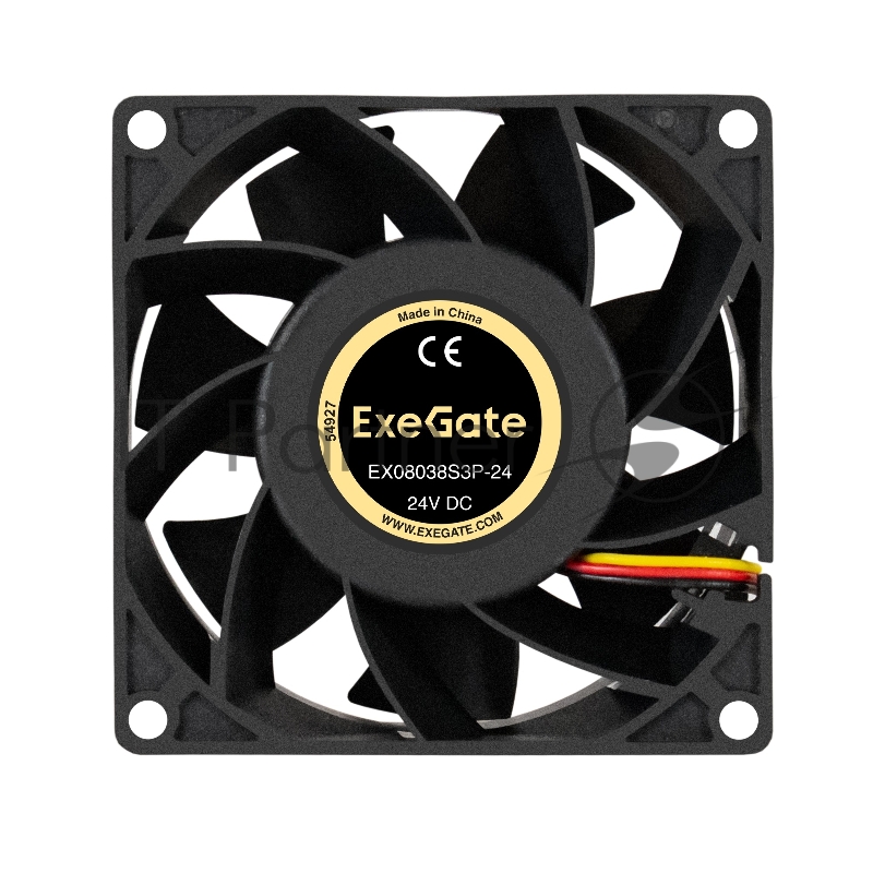 Вентилятор 24В DC ExeGate EX08038S3P-24 (80x80x38 мм, Sleeve bearing (подшипник скольжения), 3pin, 4500RMP, 43,2dBA)