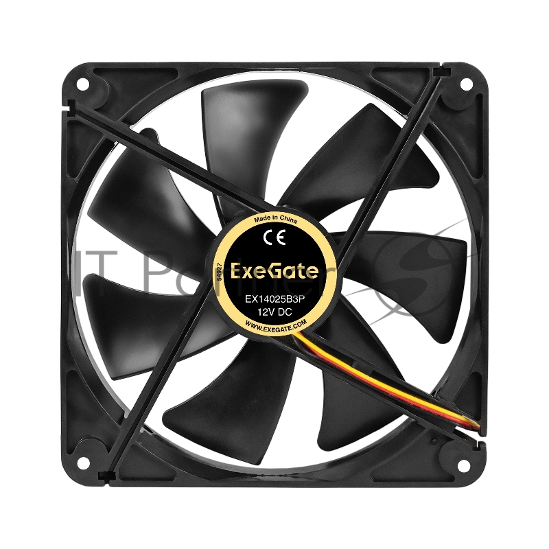 Вентилятор 12В DC ExeGate EX14025B3P (140x140x25 мм, 2-Ball (двойной шарикоподшипник), 3pin, 1250RPM, 23dBA)