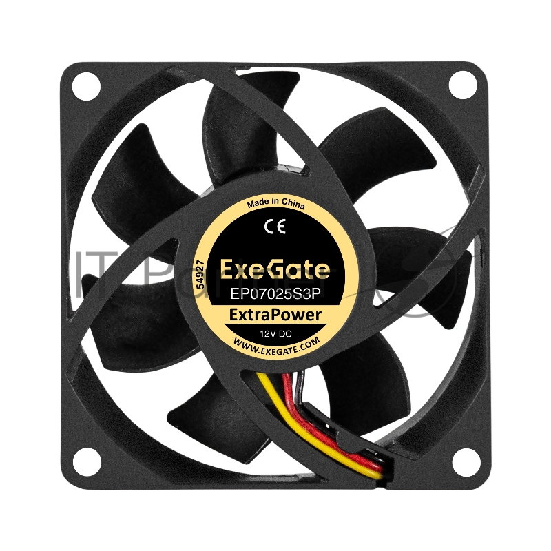 Вентилятор 12В DC ExeGate ExtraPower EP07025S3P (70x70x25 мм, Sleeve bearing (подшипник скольжения), 3pin, 4800RPM, 46.2dBA)