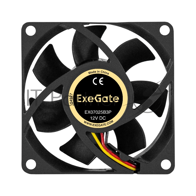 Вентилятор 12В DC ExeGate EX07025B3P (70x70x25 мм, 2-Ball (двойной шарикоподшипник), 3pin, 4000RPM, 40.5dBA)