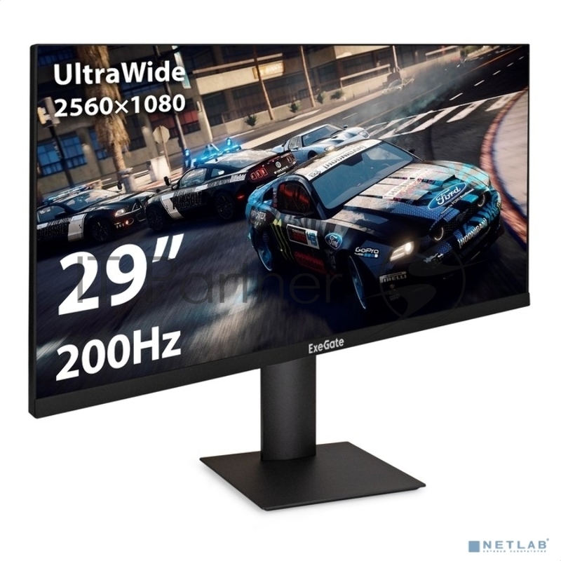 Монитор игровой 200 Гц 29 ExeGate Combat EC1500 (IPS LED Grade A+, 2K, 2560x1080@200Гц (WFHD), 21:9, 250 cd/m2, 1000:1, 178°/178°, 1ms, Speakers, 2xHDMI2.0, 2xDisplayPort, audio-out, RGB-подсветка, FreeSync, Low Blue Light, кабель DP 1.5м, VESA 75x75