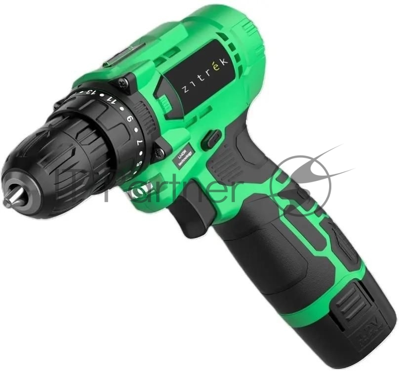 Дрель-шуруповерт Zitrek Green Li Plus зеленый/черный аккум. патрон:быстрозажимной (083-1021)