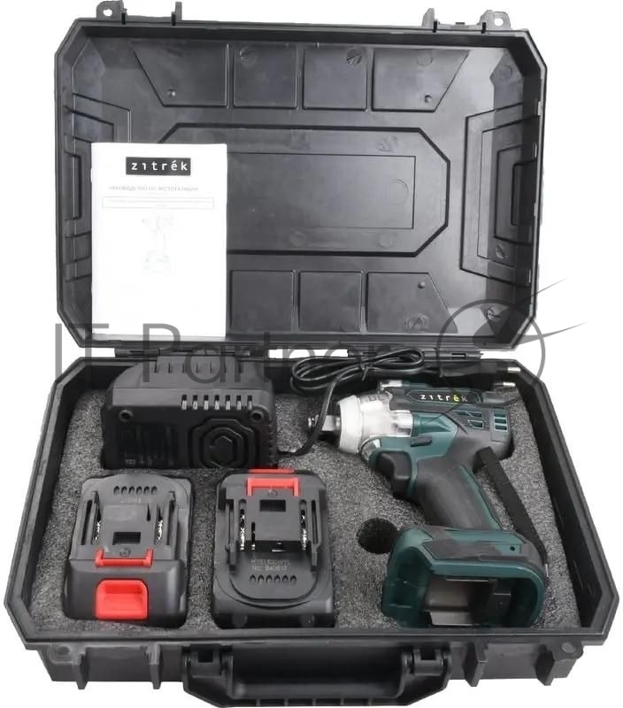 Гайковерт Zitrek Crusher 20 зеленый/черный аккум. патрон:квад.1/2 (кейс в комплекте) (085-1022)