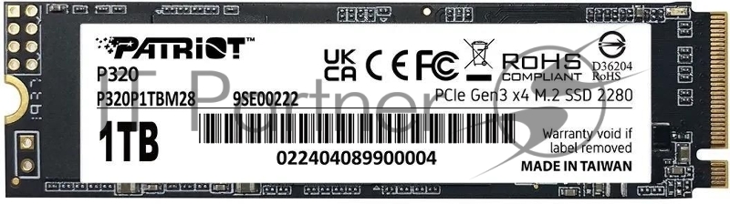 Накопитель SSD Patriot PCIe 3.0 x4 1TB P320P1TBM28 P320 M.2 2280