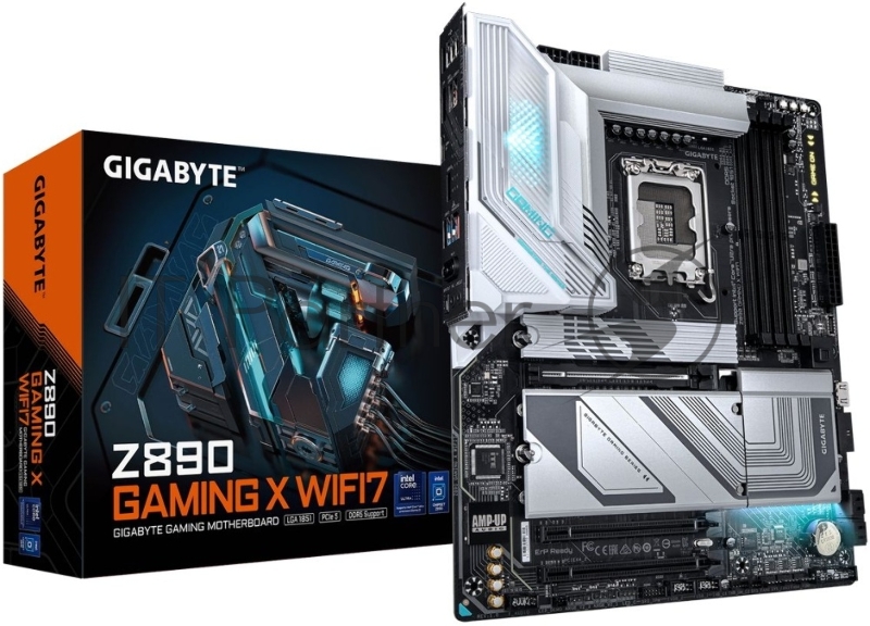 Материнская плата GIGABYTE Z890 GAMING X WIFI7, LGA 1851, Intel Z890, 4xDDR5, 4xSATA, 4xM.2, 1xPCI-E 5.0 x16, 2xPCI-E 4.0 x4, 1xDP, 1xUSB-C, 1x 2.5Gb LAN, 3xUSB-A 3.2 Gen 1, 2xUSB-A 3.2 Gen 2, 4xUSB-A 2.0, 1xUSB4, 2x3.5 мм, 7.1, ATX