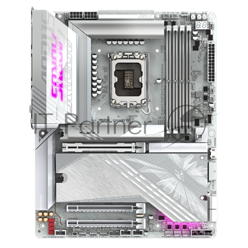 Материнская плата GIGABYTE Z890 AORUS ELITE X ICE, LGA 1851, Intel Z890, 4xDDR5, 4xSATA, 5xM.2, 1xPCI-E 5.0 x16, 1xPCI-E 4.0 x4, 1xPCI-E 4.0 x1, 1x 2.5Gb LAN, 4xUSB-A 3.2 Gen 1, 2xUSB-A 3.2 Gen 2, 4xUSB-A 2.0, 1xUSB-C (Thunderbolt 4), 2x3.5 мм, 7.1,