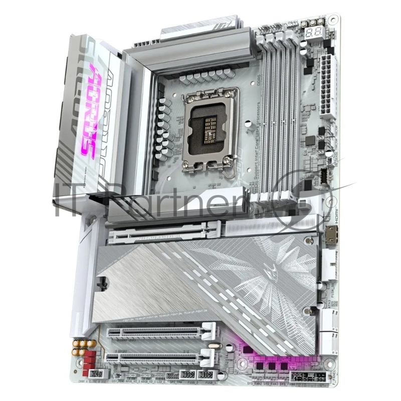 Материнская плата GIGABYTE Z890 AORUS ELITE X ICE, LGA 1851, Intel Z890, 4xDDR5, 4xSATA, 5xM.2, 1xPCI-E 5.0 x16, 1xPCI-E 4.0 x4, 1xPCI-E 4.0 x1, 1x 2.5Gb LAN, 4xUSB-A 3.2 Gen 1, 2xUSB-A 3.2 Gen 2, 4xUSB-A 2.0, 1xUSB-C (Thunderbolt 4), 2x3.5 мм, 7.1,