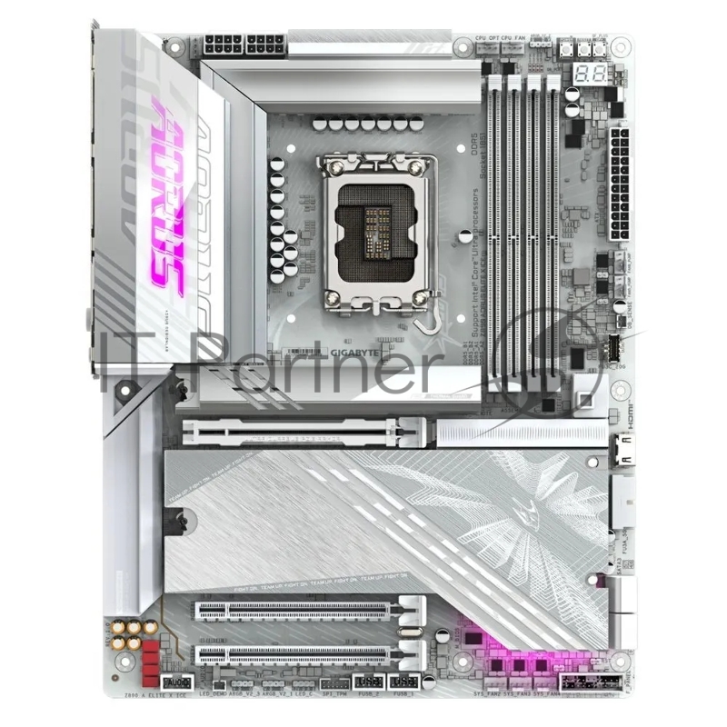 Материнская плата GIGABYTE Z890 AORUS ELITE X ICE, LGA 1851, Intel Z890, 4xDDR5, 4xSATA, 5xM.2, 1xPCI-E 5.0 x16, 1xPCI-E 4.0 x4, 1xPCI-E 4.0 x1, 1x 2.5Gb LAN, 4xUSB-A 3.2 Gen 1, 2xUSB-A 3.2 Gen 2, 4xUSB-A 2.0, 1xUSB-C (Thunderbolt 4), 2x3.5 мм, 7.1,