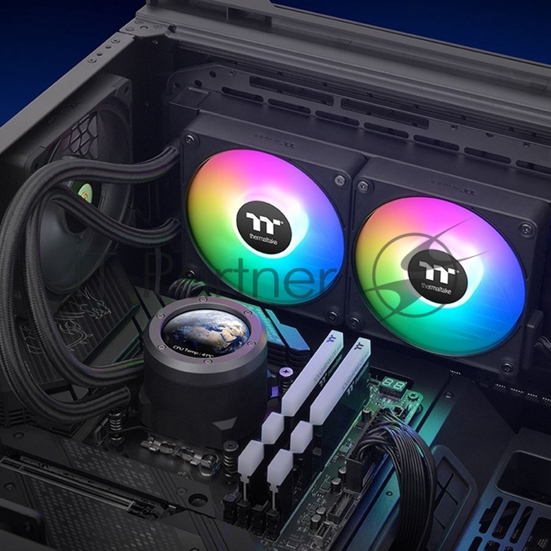 Жидкостная система охлаждения Thermaltake CL-W414-PL12SW-A All-In-One Liquid Cooler System/ARGB Fan 120*2/PWM 500-1500 rpm/Water Block 2.1 inch LCD