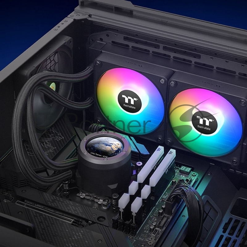 Жидкостная система охлаждения Thermaltake CL-W416-PL14SW-A All-In-One Liquid Cooler System/ARGB Fan 140*2/PWM 500-1800 rpm/Water Block 2.1 inch LCD