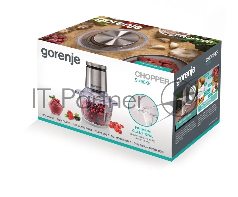 Измельчитель электрический Gorenje S450XE 1.2л. 450Вт серебристый/черный