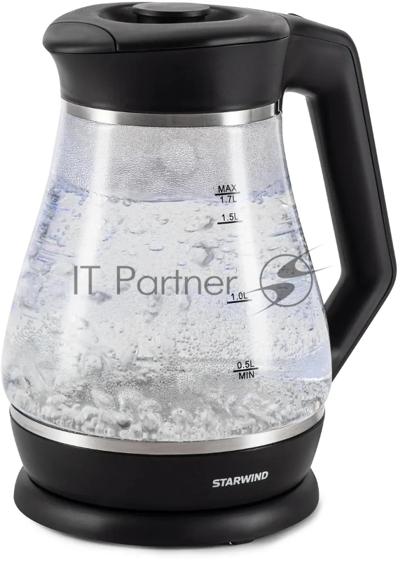 Чайник электрический Starwind SKS2035 1.7л. 2200Вт черный корпус: стекло/пластик
