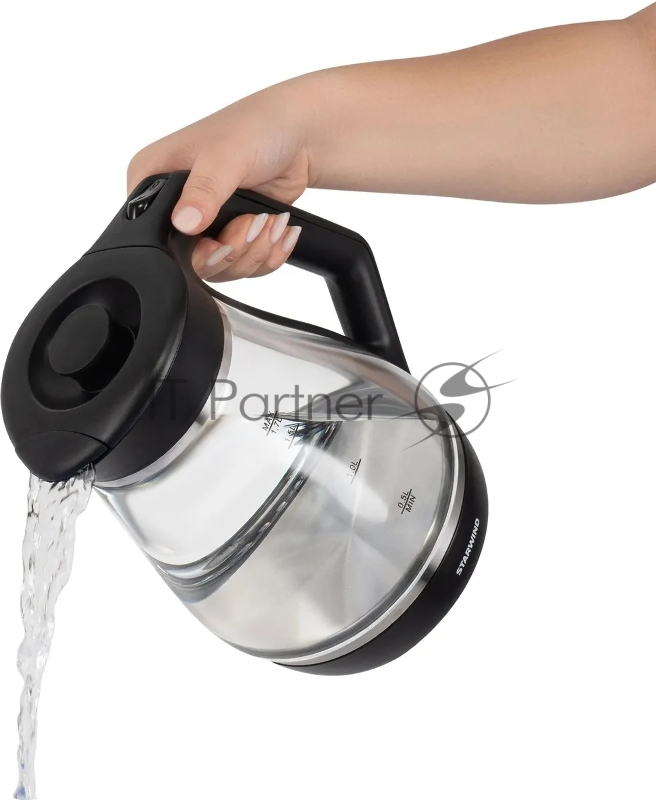 Чайник электрический Starwind SKS2035 1.7л. 2200Вт черный корпус: стекло/пластик