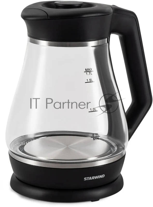 Чайник электрический Starwind SKS2035 1.7л. 2200Вт черный корпус: стекло/пластик