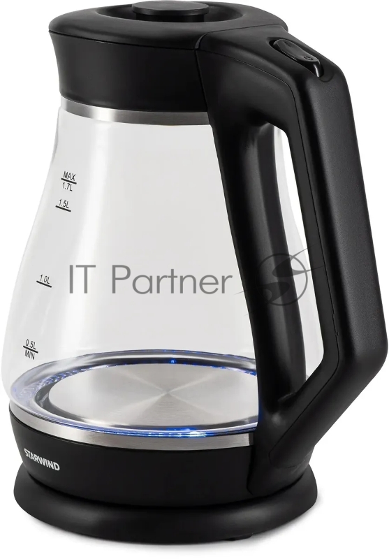 Чайник электрический Starwind SKS2035 1.7л. 2200Вт черный корпус: стекло/пластик