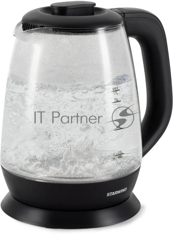 Чайник электрический Starwind SKS3036 1.7л. 2200Вт черный корпус: стекло