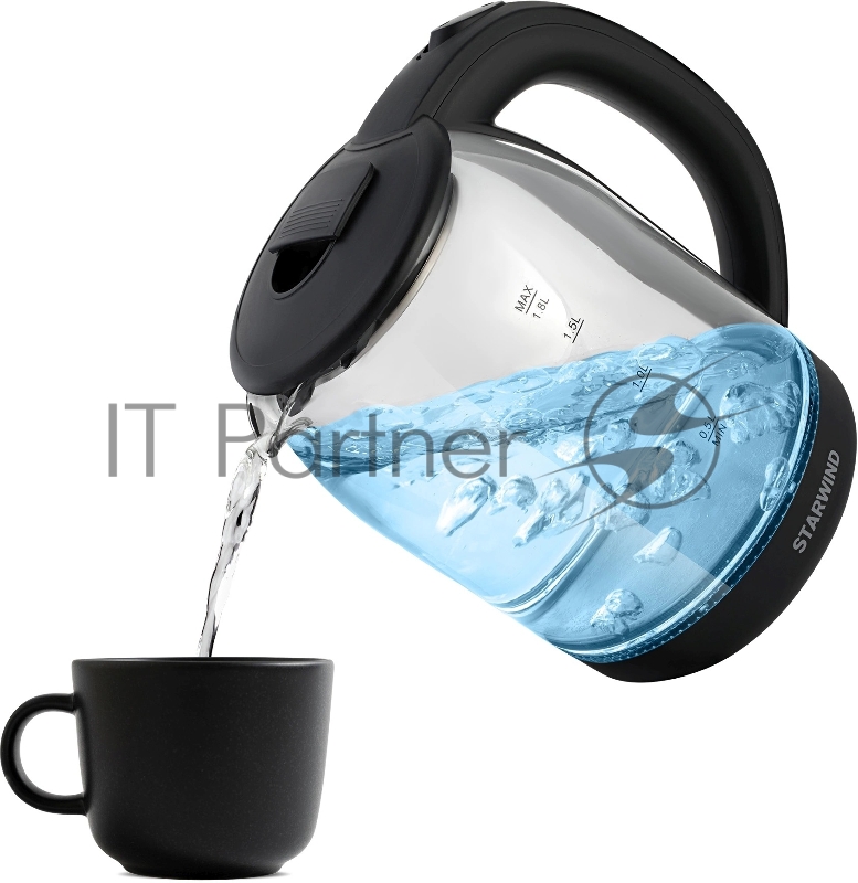 Чайник электрический Starwind SKG1779 1.8л. 1700Вт прозрачный/черный корпус: стекло