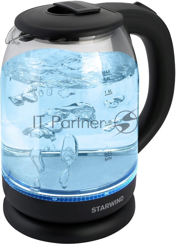 Чайник электрический Starwind SKG1779 1.8л. 1700Вт прозрачный/черный корпус: стекло
