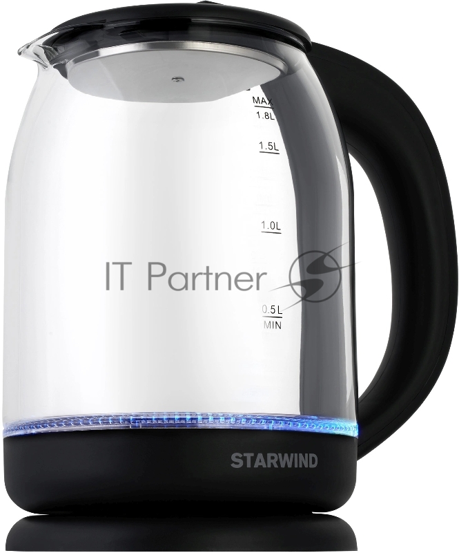Чайник электрический Starwind SKG1779 1.8л. 1700Вт прозрачный/черный корпус: стекло