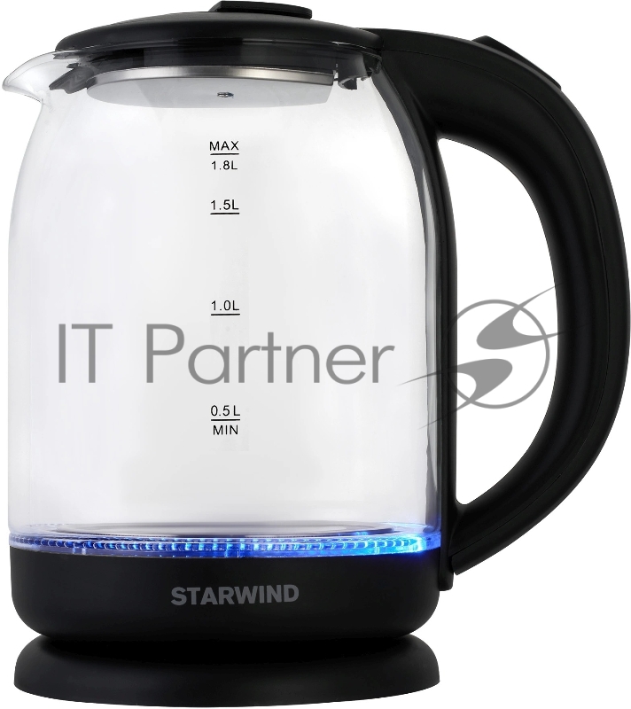 Чайник электрический Starwind SKG1779 1.8л. 1700Вт прозрачный/черный корпус: стекло