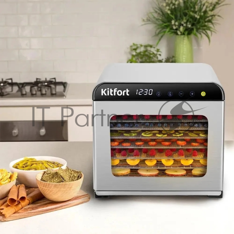 Сушка для фруктов и овощей Kitfort КТ-1973 24под. 800Вт нержавеющая сталь