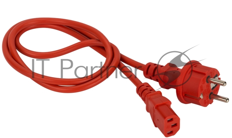 Шнур питания C13-Schuko прямая, 3х0.75, 220В, 10А, красный, 1 метр