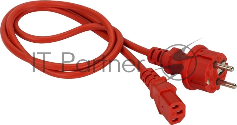 Шнур питания C13-Schuko прямая, 3х0.75, 220В, 10А, красный, 1 метр