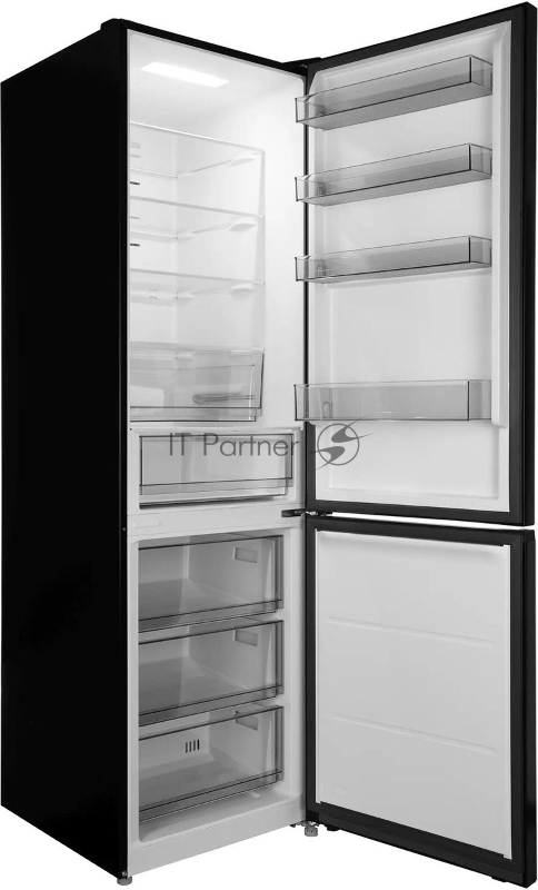 Холодильник Hyundai CC50073F черный, двухкамерный, 273/142л, морозилка снизу