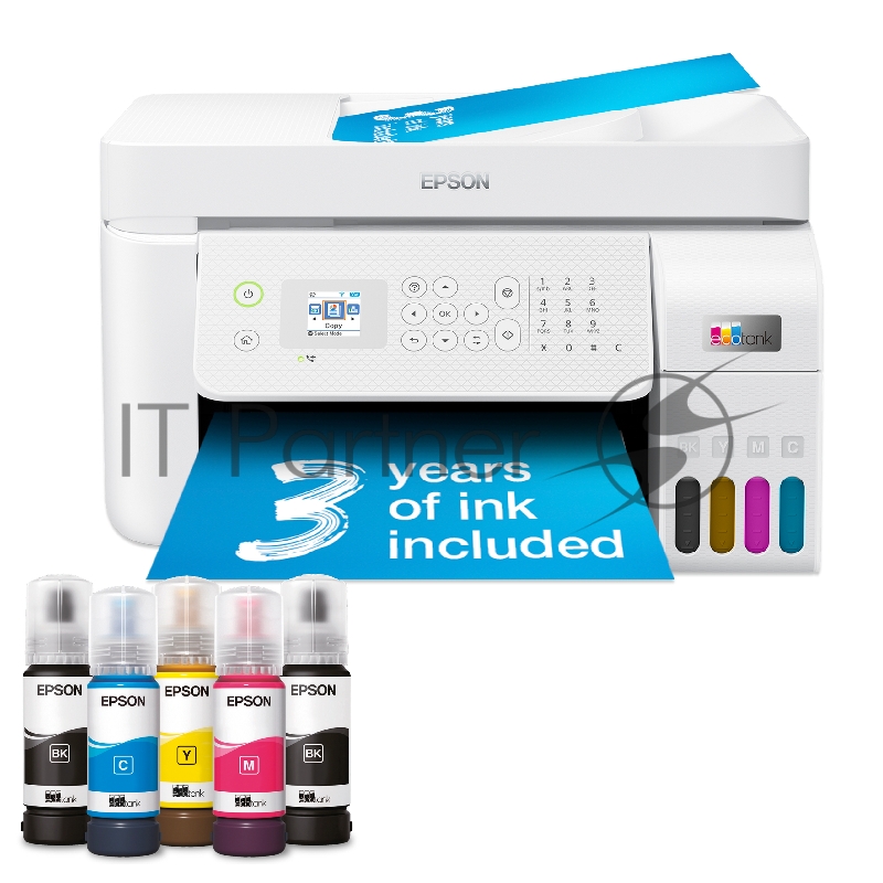 МФУ струйный Epson EcoTank L5296 (C11CJ65411) белый, A4, ч/б печ. 33стр/мин., цв. печ. 15стр/мин., 5760x1440 DPI, 2400х1200 DPI, USB, Ethernet, Wi-Fi