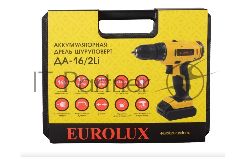 Дрель-шуруповерт аккумуляторная ДА-16/2Li Eurolux
