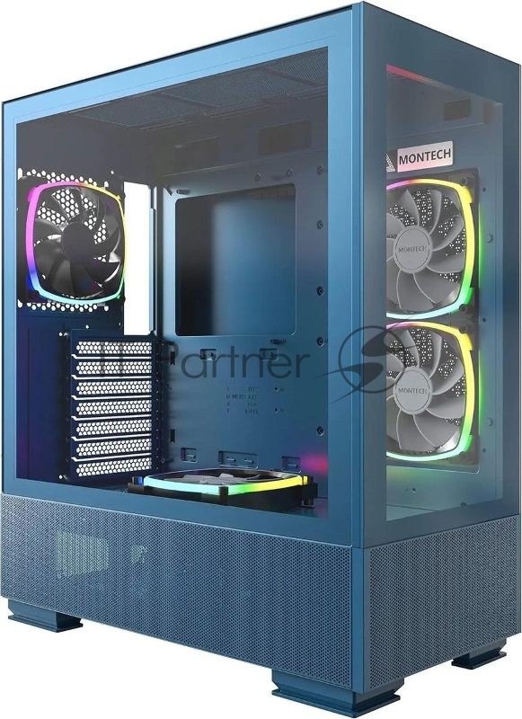 Корпус Montech SKY TWO MOROCCO голубой без БП ATX 4x120mm 2xUSB3.0 1xUSB3.1 audio bott PSU