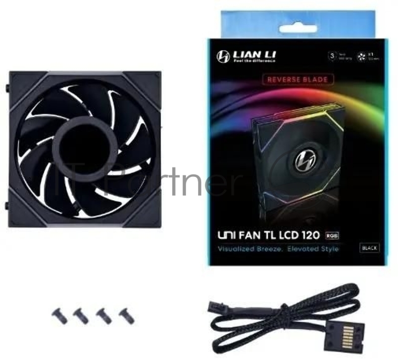 Вентилятор для корпуса Lian-Li Uni Fan TL 120 LCD Reverse ARGB 120х120x28 черный 7-pin 31дБ (G99.12RTLLCD1B.00) Ret