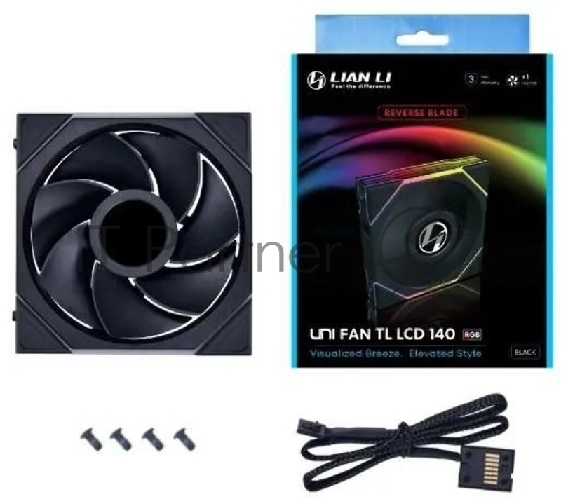 Вентилятор для корпуса Lian-Li Uni Fan TL 140 LCD Reverse ARGB 140х140x28 черный 7-pin 29.4дБ (G99.14RTLLCD1B.00) Ret