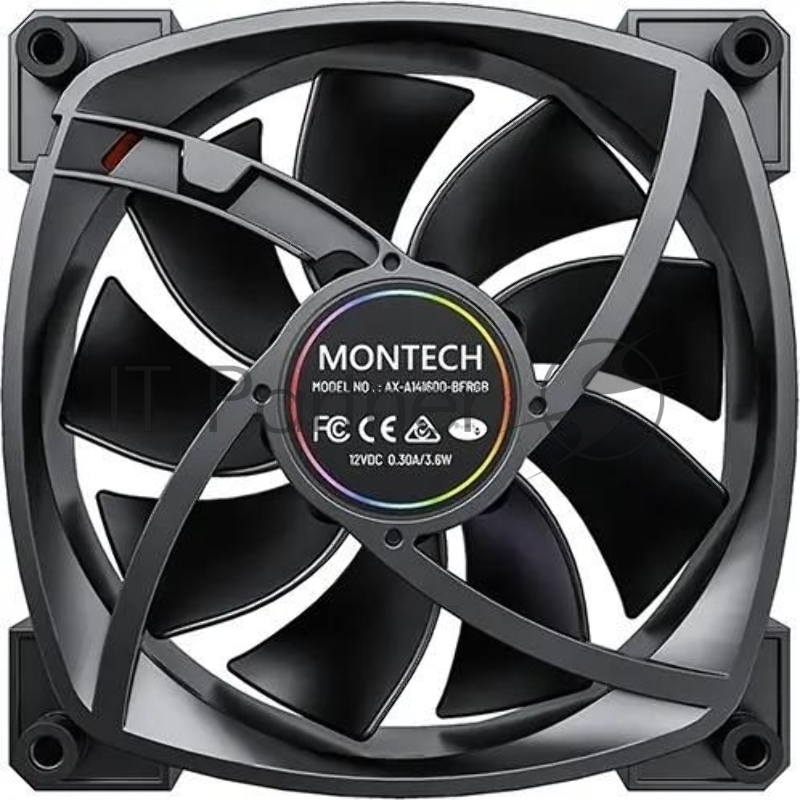 Вентилятор для корпуса Montech AX140 ARGB 140х140x25 черный 4-pin 27.9дБ (AX140 PWM BLACK) Ret