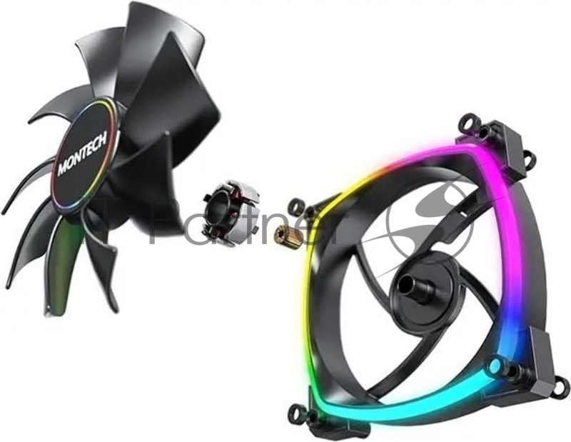 Вентилятор для корпуса Montech AX140 ARGB 140х140x25 черный 4-pin 27.9дБ (AX140 PWM BLACK) Ret