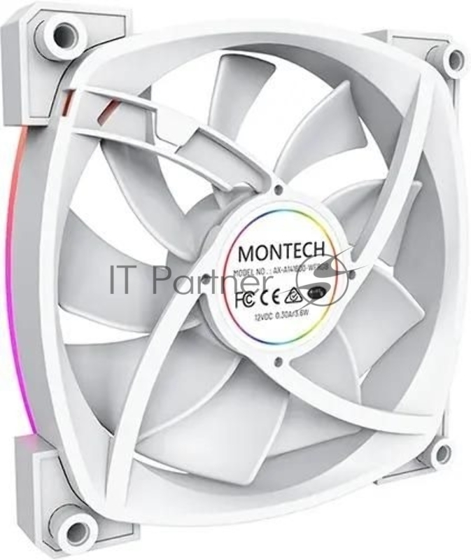 Вентилятор для корпуса Montech AX140 ARGB 140х140x25 белый 4-pin 27.9дБ (AX140 PWM WHITE) Ret