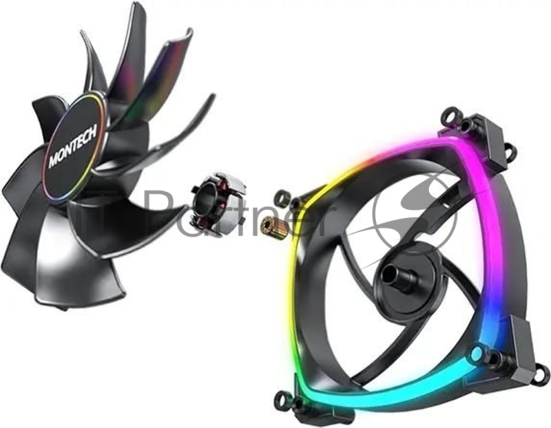 Вентилятор для корпуса Montech RX140 Reverse ARGB 140х140x25 черный 4-pin 27.9дБ (RX140 PWM BLACK) Ret