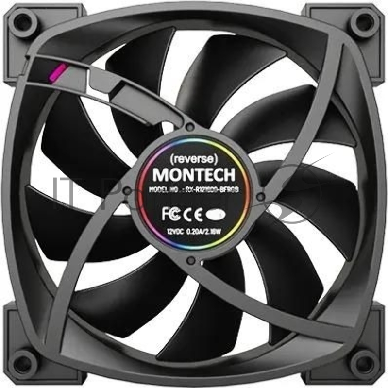 Вентилятор для корпуса Montech RX120 Reverse ARGB 120х120x25 черный 4-pin 27дБ (RX120 PWM BLACK) Ret