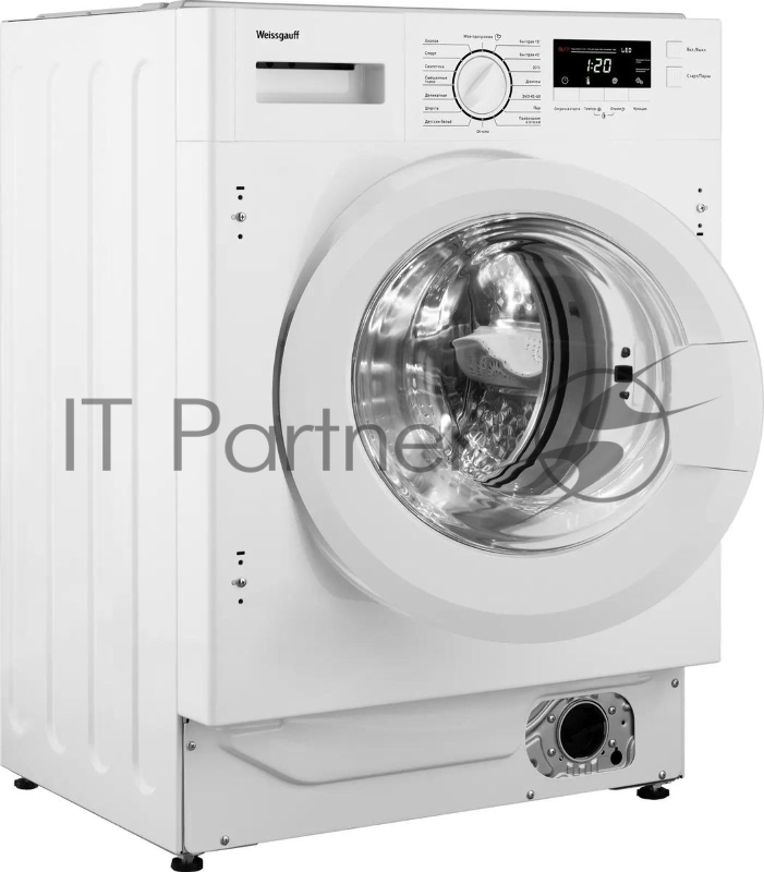 Встраиваемая стиральная машина Weissgauff WMI 6147 Inverter Steam класс:A+++, загрузка до 7кг, отжим:1400об/мин, белый