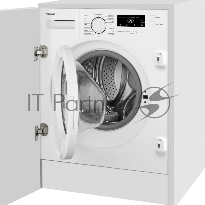 Встраиваемая стиральная машина Weissgauff WMI 6147 Inverter Steam класс:A+++, загрузка до 7кг, отжим:1400об/мин, белый