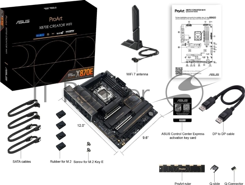Материнская плата Asus PROART X870E-CREATOR WIFI SocketAM5 AMD X870 4xDDR5 ATX AC`97 8ch(7.1) 1 x 10Gigabit + 1 x 2.5Gigabit RAID+HDMI+DP