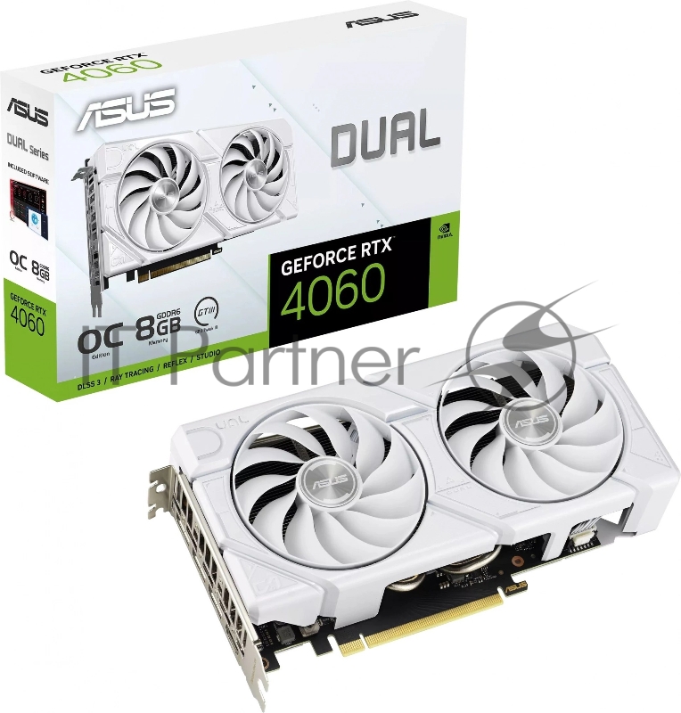 Видеокарта Asus PCI-E 4.0 DUAL-RTX4060-O8G-EVOWHITE NVIDIA GeForce RTX 4060 8Gb 128bit GDDR6 2505/17000 HDMIx1 DPx3 HDCP Ret