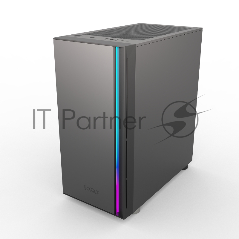 Корпус без блока питания/ PCCOOLER LM300 ARGB BK, Flat Mid Tower, Black, TG, 0.45 SPCC, 1x120mm mATX, mITX 170/330/150mm 2x2.5, 2x3.5, 5xPCI 1xUSB-A 3.0, 2xUSB-A 2.0 375x205x427mm
