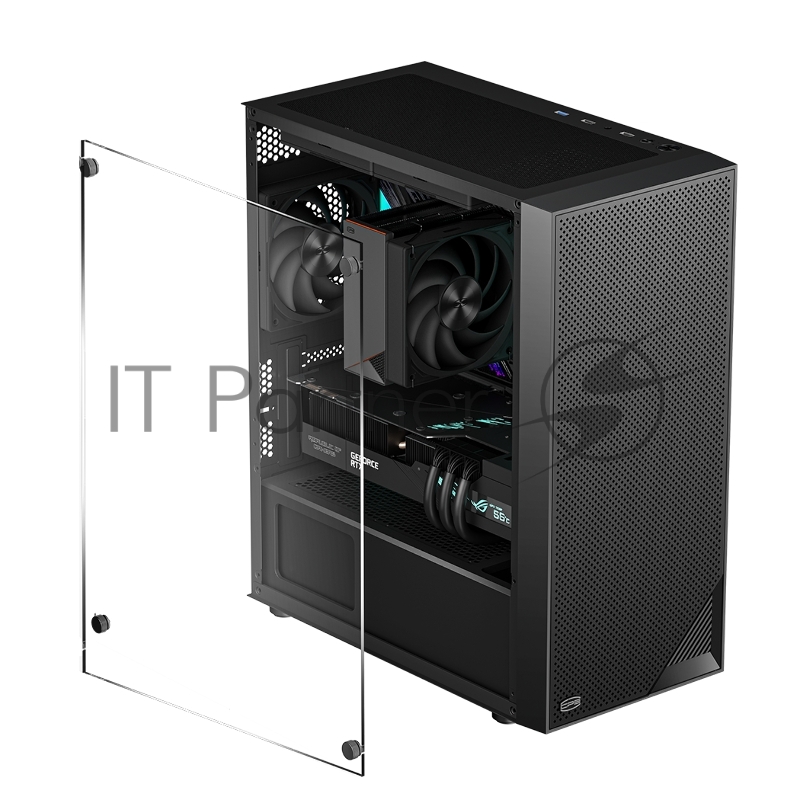 Корпус без блока питания/ PCCOOLER C3B310 BK, Mesh Mid Tower, Black, TG, 0.4 SPCC, no fans mATX, mITX 160/340/170mm 1x2.5, 2x3.5, 5xPCI 2xUSB-A 2.0, 1xUSB-A 3.0 386x200x440mm