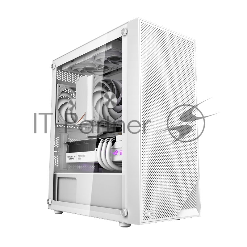 Корпус без блока питания/ PCCOOLER C3B310 WH, Mesh Mid Tower, White, TG, 0.4 SPCC, no fans mATX, mITX 160/340/170mm 1x2.5, 2x3.5, 5xPCI 2xUSB-A 2.0, 1xUSB-A 3.0 386x200x440mm