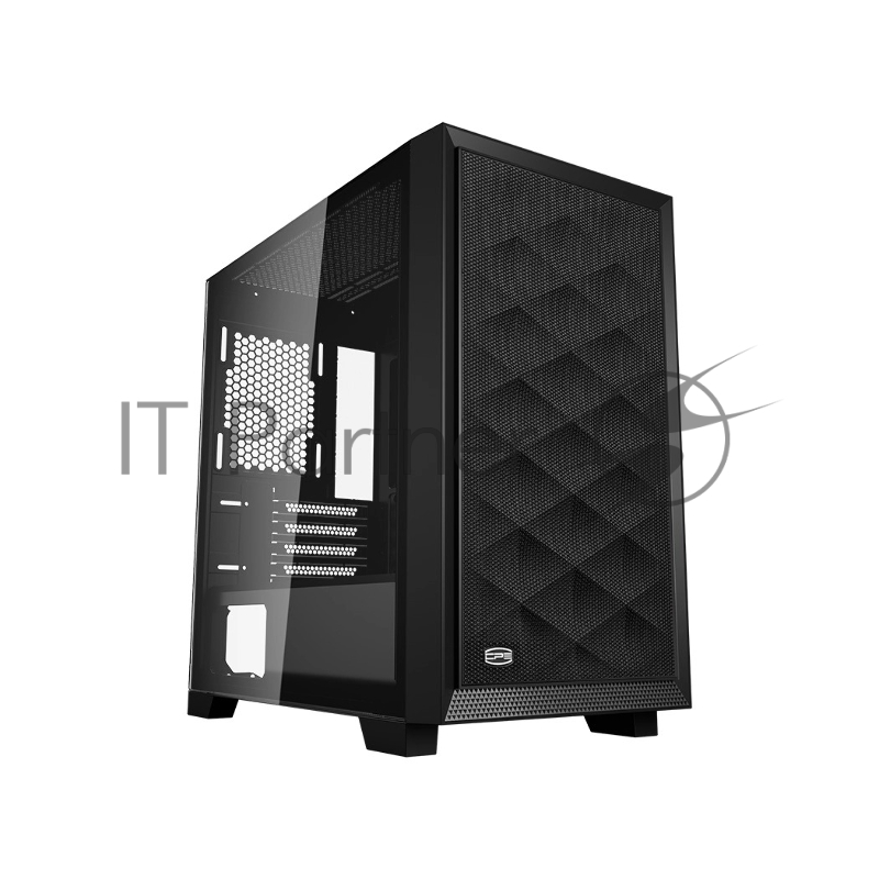 Корпус без блока питания/ PCCOOLER C3D310 BK, Mesh Mid Tower, Black, TG, 0.6 SPCC, no fans mATX, mITX 165/350/200mm 3x2.5, 2x3.5, 4xPCI 2xUSB-A 3.0 406x220x410mm