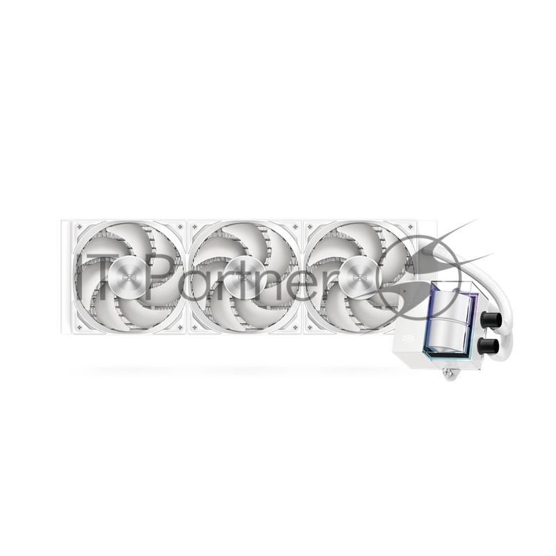 Система охлаждения/ PCCooler DS360 WH (310W, 360mm, LED temp., White, ARGB Pump/ Fans: 3x120mm, 86.73CFM, 28dBA, 2200RPM/ Pump height 67mm, 28dBA, 3200RPM, Rad thickness 27mm/ S: 1851, 1700, 1200, 20XX, 115X, AM5, AM4)