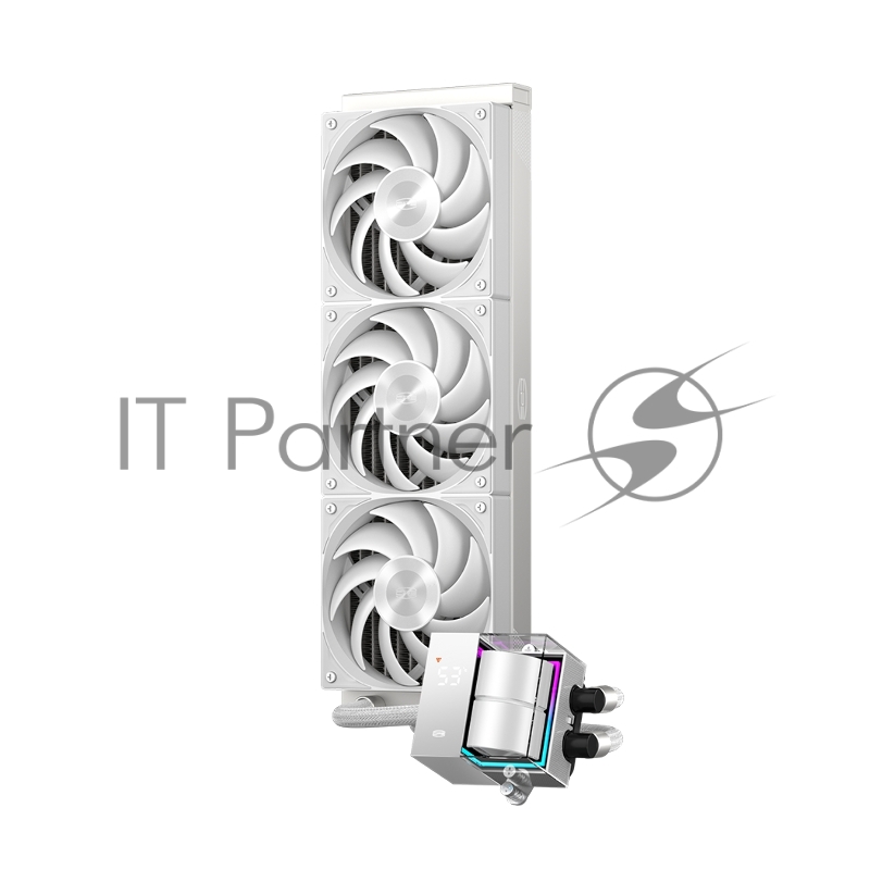 Система охлаждения/ PCCooler DS360 WH (310W, 360mm, LED temp., White, ARGB Pump/ Fans: 3x120mm, 86.73CFM, 28dBA, 2200RPM/ Pump height 67mm, 28dBA, 3200RPM, Rad thickness 27mm/ S: 1851, 1700, 1200, 20XX, 115X, AM5, AM4)